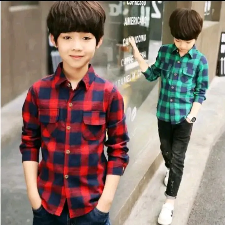 Kemeja anak flanel kotak-kotak tebal kualitas premium umur 8 sampai 15 tahun (Promo Termurah) Fashion 0