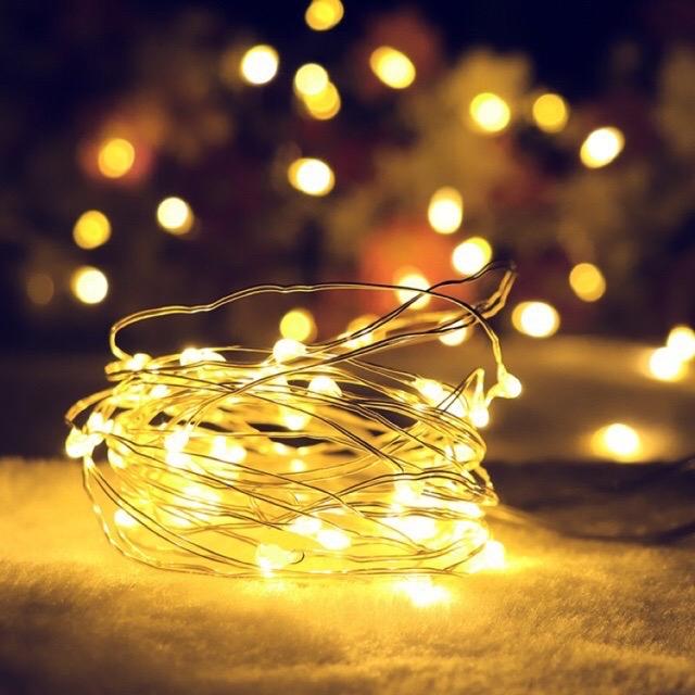 Đèn led đom đóm kèm pin Cr2032 3 mét 30 bóng đèn fairylight dùng pin cúc trang tria Huydecor8888 lòng đè day đèn chớp nháy trắng siêu  đèn