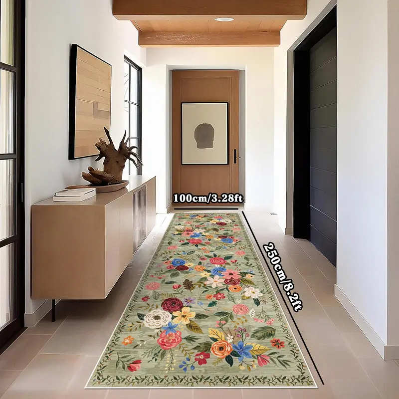 Floral Pattern Rug, 1 Count Non-slip Soft Floor Mat, Decorative Carpet for Home Living Room Bedroom Study Room, Home Decor 8