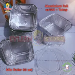 [50 pcs] Aluminium Foil Cup OX 100 + Tutup 50 Pcs Almunium Foil Tray OX100