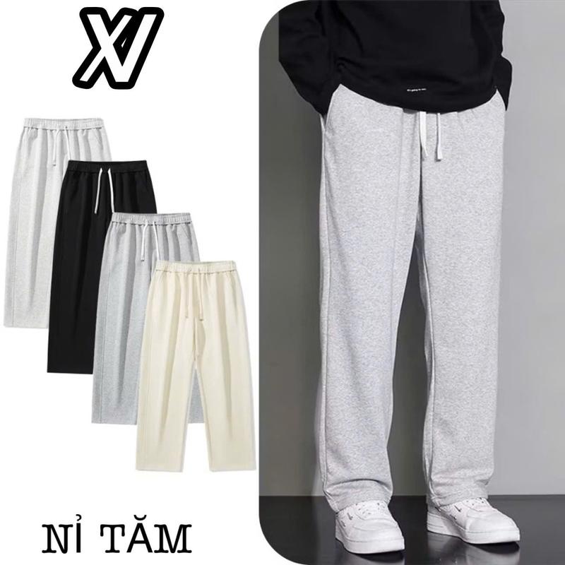 Quẩn Dài Nỉ Tăm Form Suông Ống Đứng Unisex 'Nam Nữ' Cạp Chun Cao Cấp Kiểu Dáng Basic Menswear Ong Quần