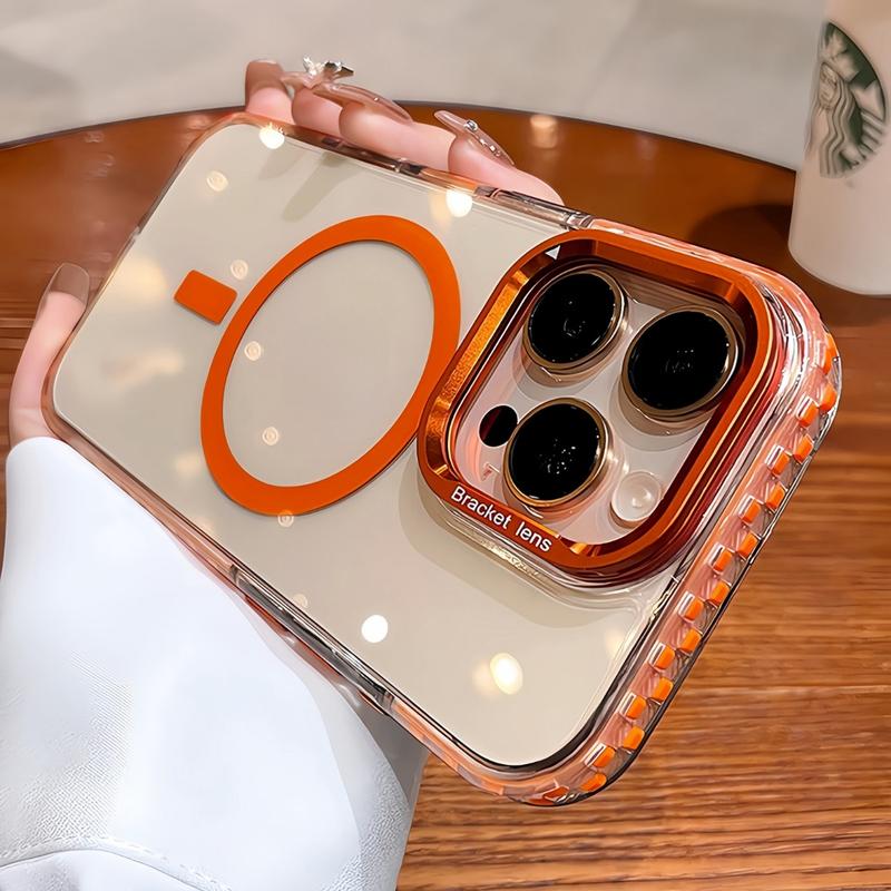  Ốp Trong Suốt Từ Tính Thiết Kế Sang Trọng Tương Thích Với iPhone 16 15 14 13 12 11 Pro Max Plus Có Giá Chân Đế Camera Ốp Cứng Ốp Chống Sốc 