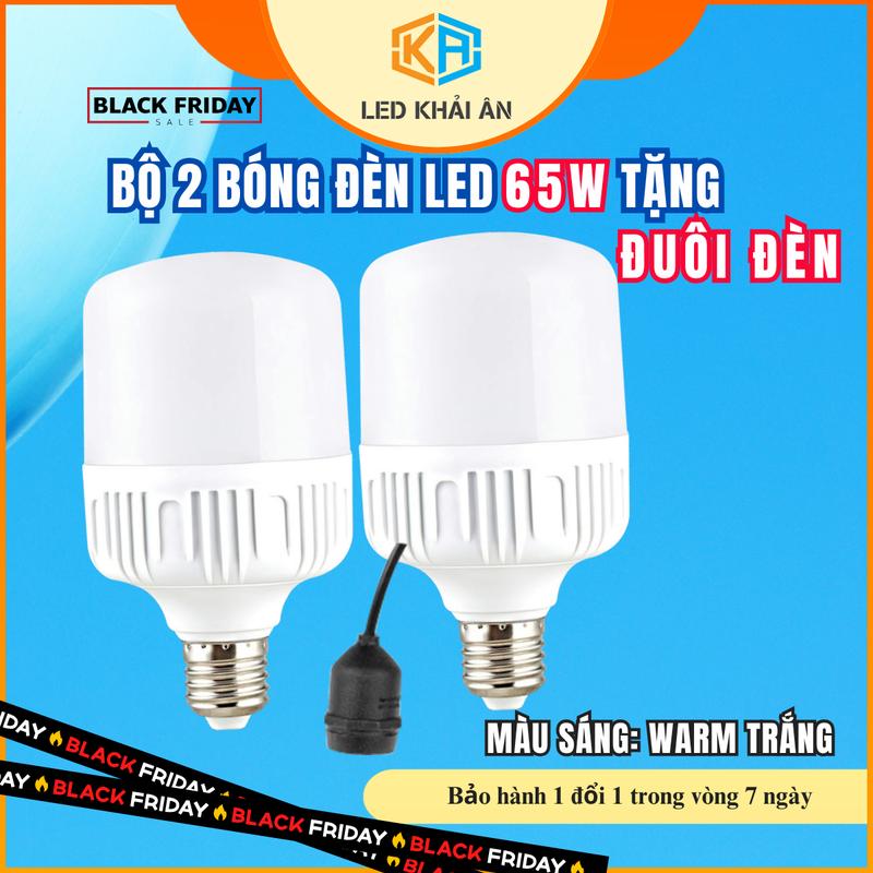   Tặng đuôi đèn Combo 2 bóng đèn led 65w tiết kiệm điện. Bảo hành đổi mới 12 tháng. Đèn led Khải Ân 