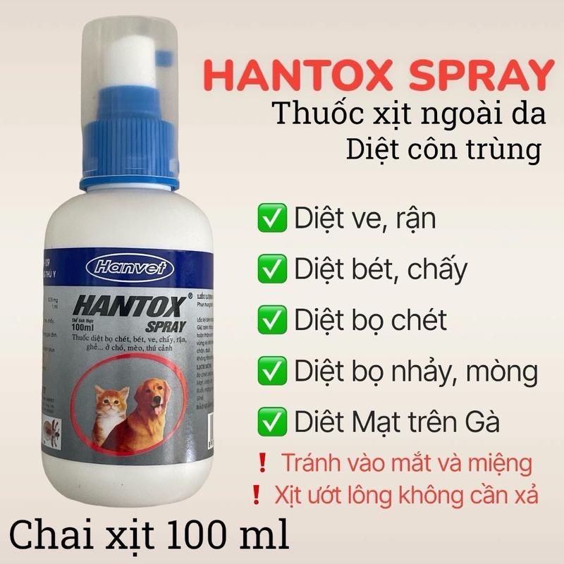 Hantox Spray 100ml hanvet xịt diệt ve rận bọ chét cháy rận ghẻ ở chó mèo thú cưng thú cảnh