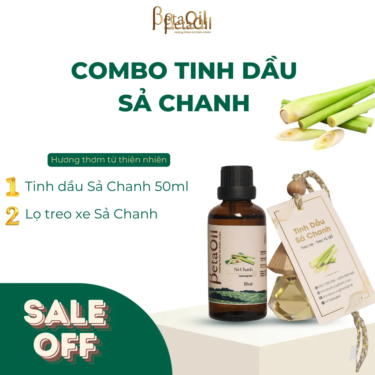 Betaoil Tinh dầu Sả Chanh 50ml Thơm Phòng - Thư Giãn - Khử Mùi Hôi - Đuổi Muỗi Dầu Thơm Dầu Thơm Phòng