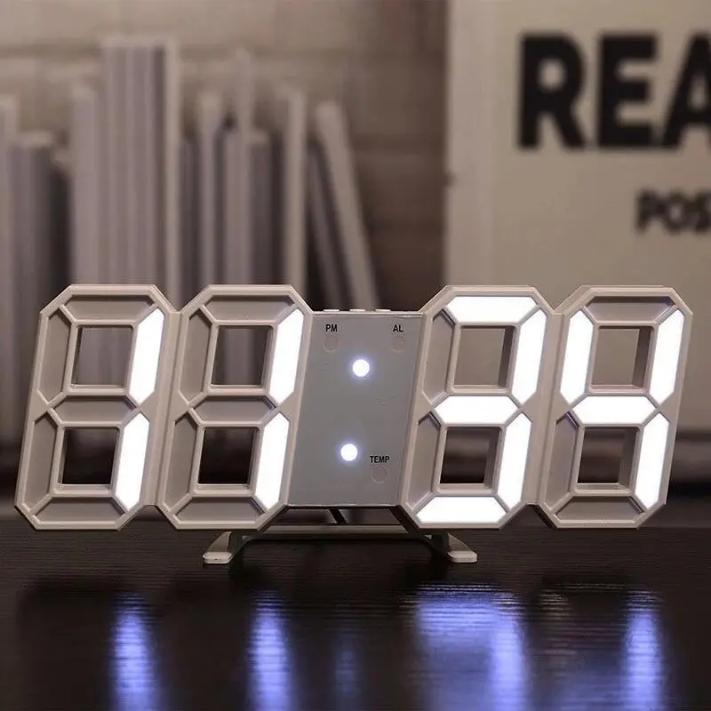 3D LED Digital Large Wall Clock Modern Glowing USB Table Watch Home Living Room Date Temperature Calendar Alarm Decorative Clocks