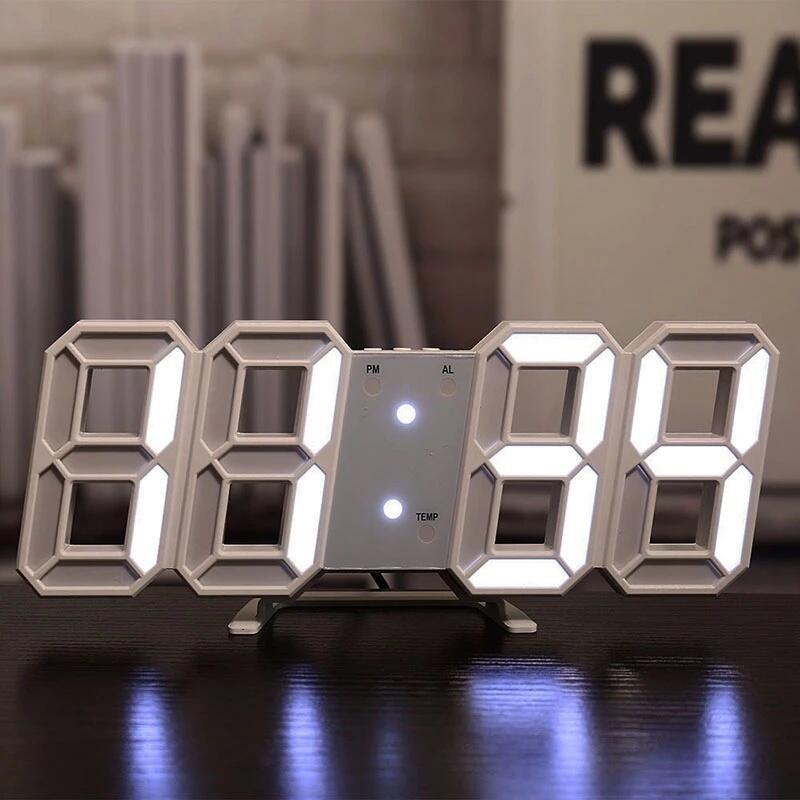 3D LED Digital Large Wall Clock Modern Glowing USB Table Watch Home Living Room Date Temperature Calendar Alarm Decorative Clocks 0