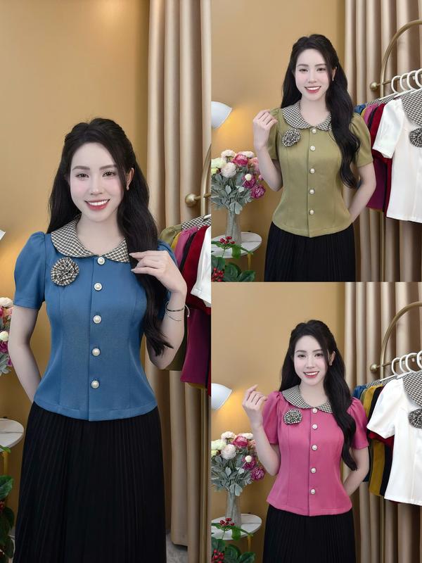 Áo sơ mi PEPLUM mã A51 PHỐI CỔ KẺ CHUẨN CÔNG SỞ siêu xinh áo peplum peplum xu huong Nữ Women