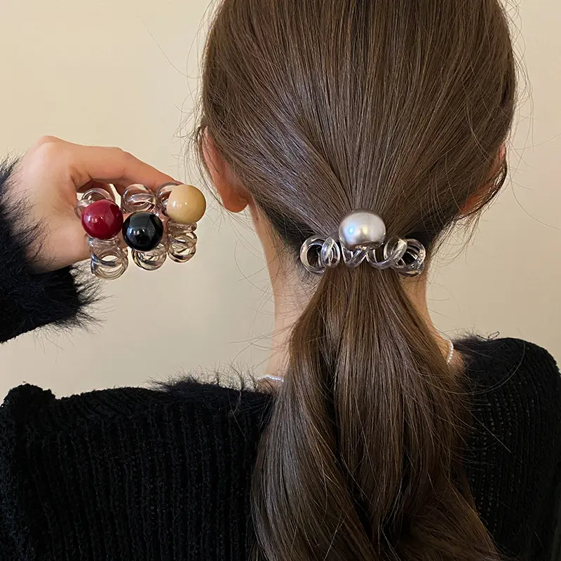 Dây Buộc Tóc Co Giãn Dây Điện Thoại, Bóng Tròn Acrylic, Scrunchies Thanh Lịch Và Hợp Xu hướng Phụ Kiện Tóc Cao Cấp Đơn Giản, Dành Cho Nữ Women Titan Thun kẹp  nhún banana  clip