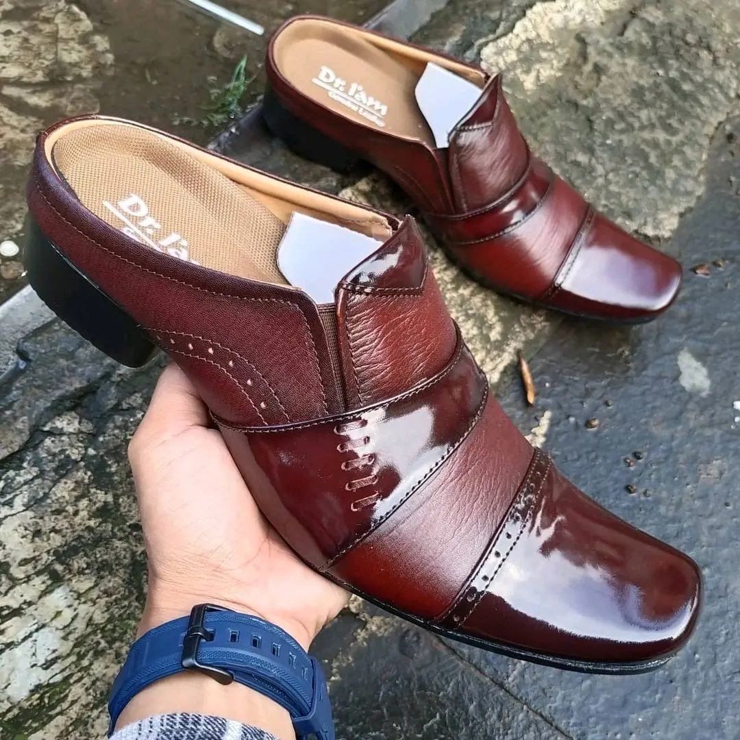 Sandal Sepatu Selop Pria Asli Kulit | Tutong Pria Kulit Asli | B6039 Sol Karet