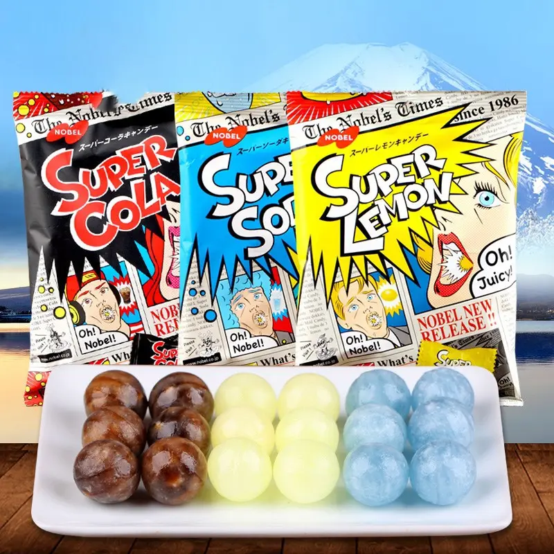 Kẹo Siêu Chua Super Nobel Nhật Bản Cứng Mềm Gói 88g và 60g Vị Cola - Lemon - Chanh - Mơ 1