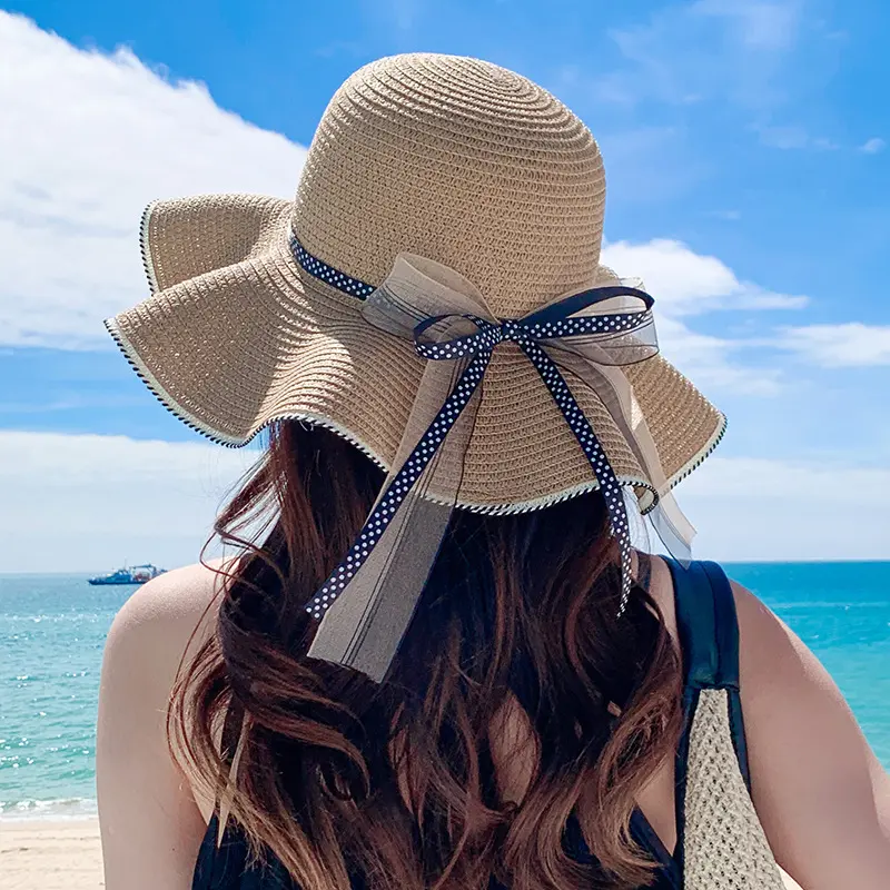 Mũ Rơm, Phong Cách Hàn Quốc, Dành Cho Nữ, Dễ Phối Đồ Mùa Hè, Vành Lớn, Chống Nắng, Thời Trang, Có Ruy Băng Thắt Nơ, Thích Hợp Đi Biển cup  baseball fitted  cap capnam dragon  đội  mũ