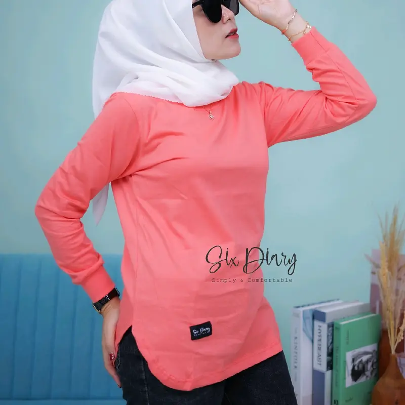 Atasan Wanita Six Diary Kaos Polos Oval Warna Salem 1