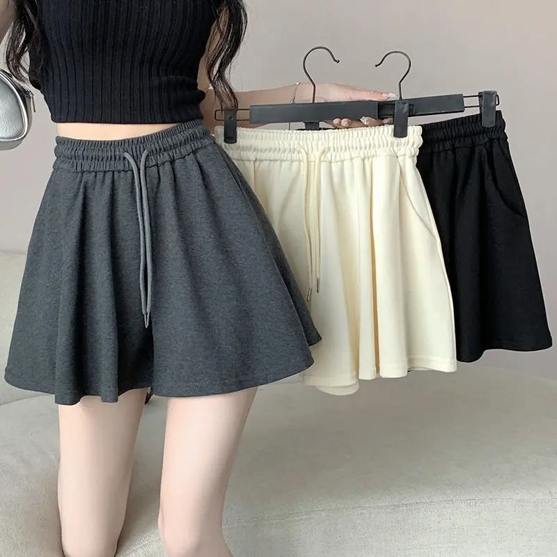 Korean Version Of The Trouser Skirt Female Summer Ballet Shorts Female High-Waisted Sports A-Line Wide-Leg Skirt Trousers Small Hot Trousers