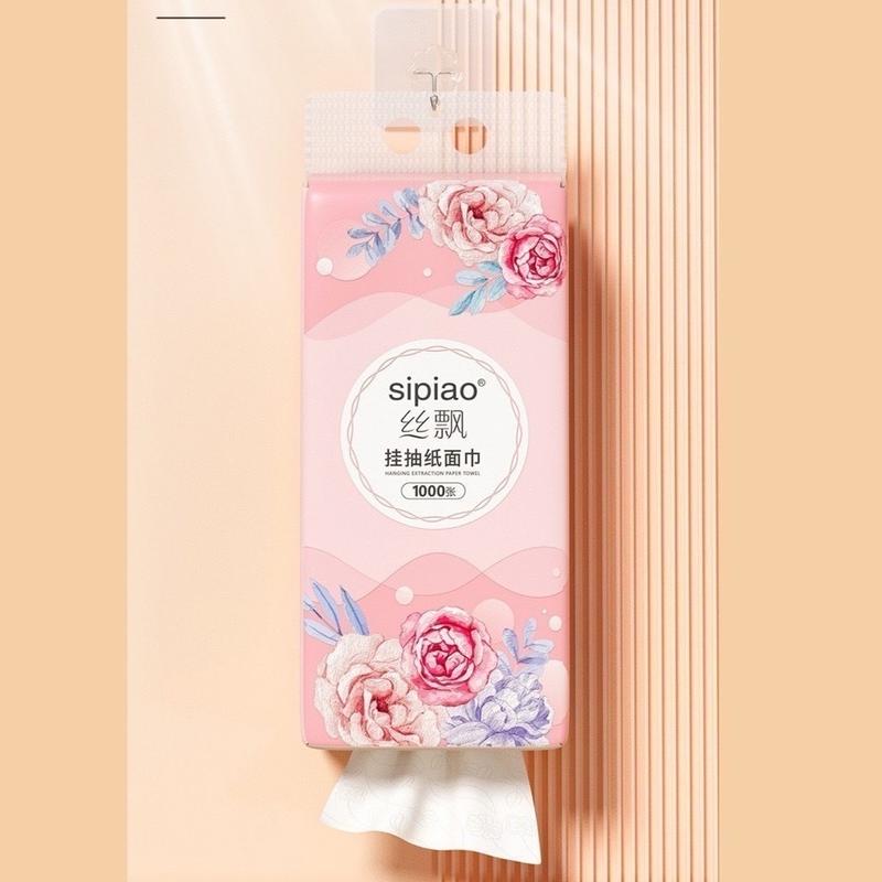 Hot Thùng 10 bịch giấy treo đa năng Sipiao Hoa hồng 4 lớp, kèm móc dính, khăn rút treo tường đa năng, dai mềm mịn Giấy Vệ Sinh giay  không tanh giấy hằngdumục giấy rút  hằng du mục giấy phân hủy giaya phổ cập 4-lớp tủ quần áo 4-lớp giấy  vệ