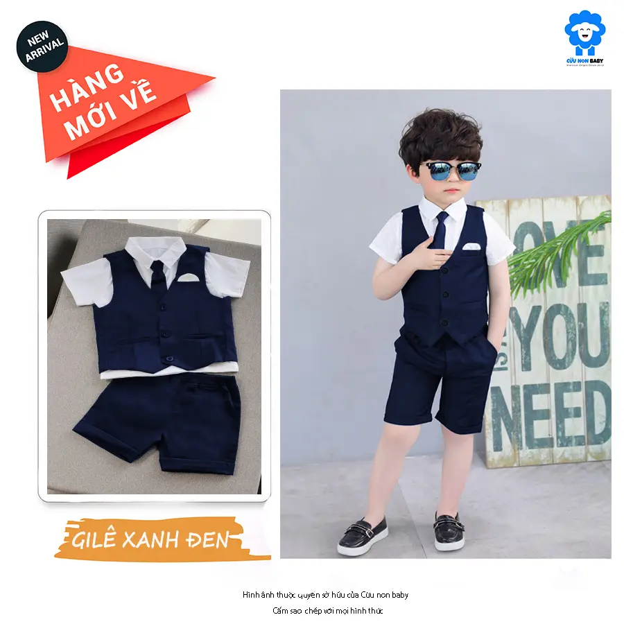 [Ảnh Thật] Bộ Vest Ghile Bé Trai Công Tử Bạc Liêu Sang Chảnh - Xanh Đen