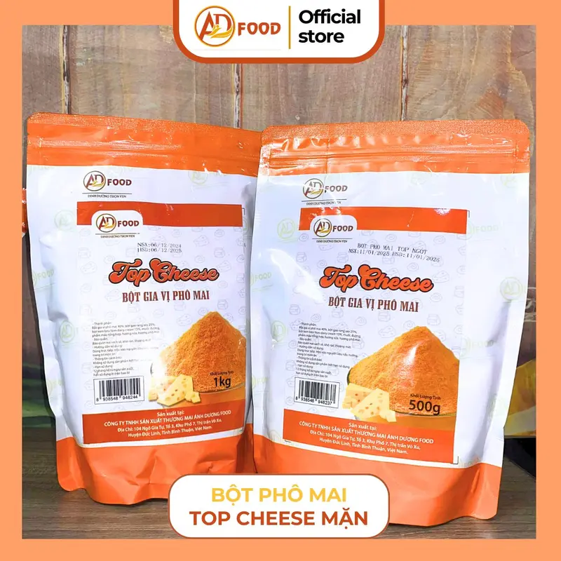 100g Bột phô mai Top Chese vị mặn ADFOOD - màu cam đậm, dùng để lắc khoai tây chiên, gà rán, bắp rang bơ, pha chế cùng nước sốt hoặc rắc trực tiếp lên món ăn đã chế biến.... 2