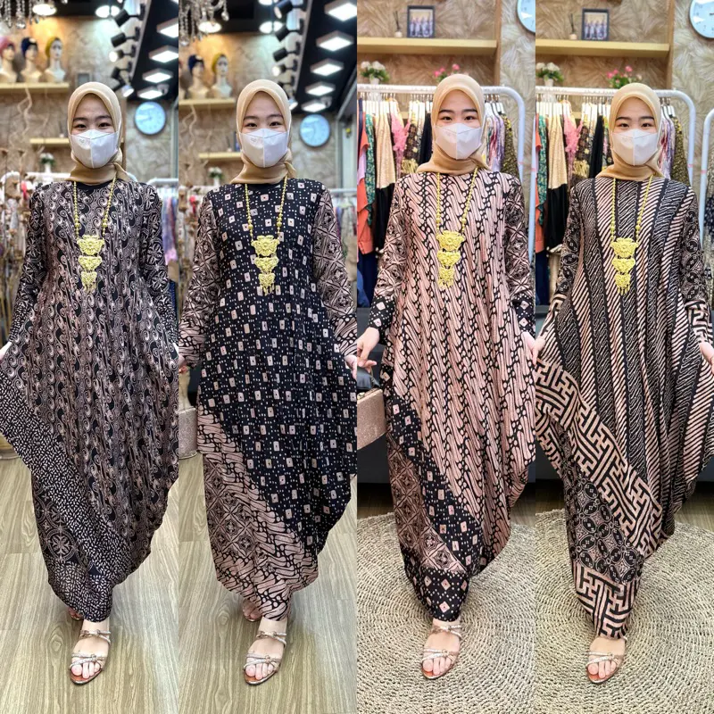Set Rok Viscose Premium New Black Brown Batik Formal Wanita Lembut Tunik - Kerah, Kantor, Nyaman, Katun, Kotak, Atasan, Dress, Kerja, Hitam