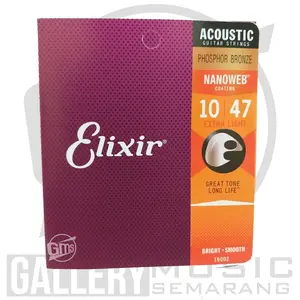 Senar Gitar Elixir untuk Gitar Akustik dan Gitar Akustik Elektrik Senar Elixir (TT)