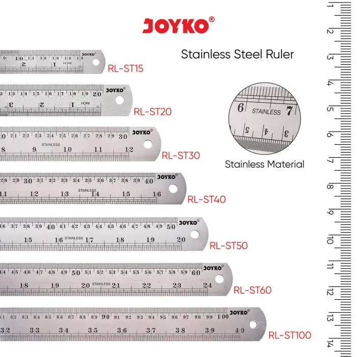 Joyko Stainless Steel Ruler Penggaris Besi