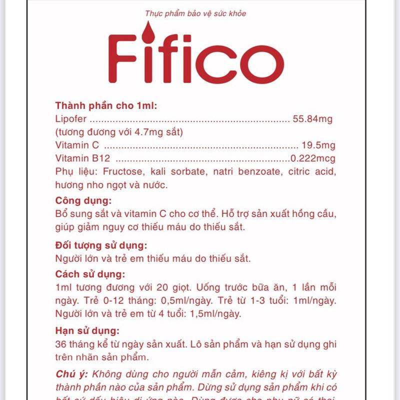 SIRÔ FIFICO BỔ SUNG SẮT LIPOFER VITAMIN B12 VÀ VITAMIN C DẠNG NHỎ GIỌT HỖ TRỢ GIẢM THIẾU MÁU GIÚP BÉ HẤP THU SẮT 30ML CỦA T Y BAN NHA CHO TR.Ẻ TỪ 0 THÁNG TUỔI 6