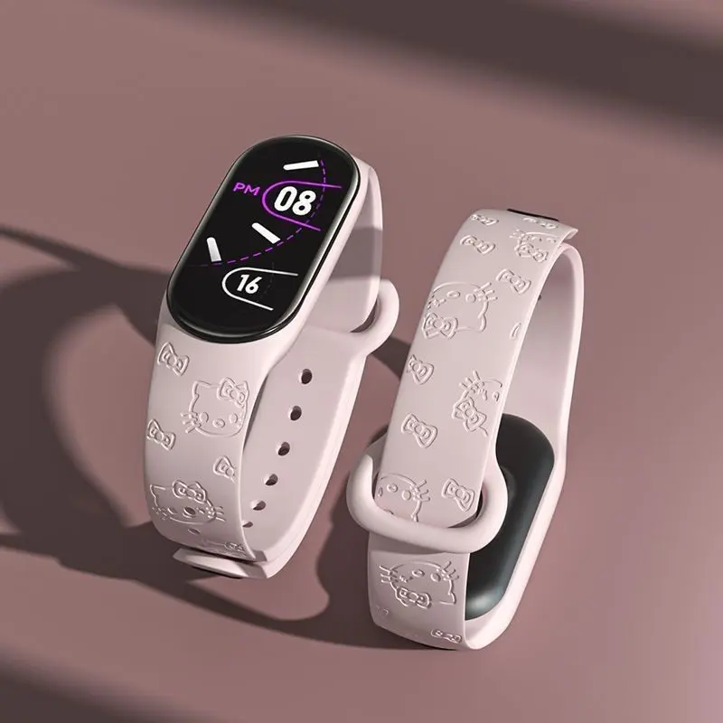 Straps Jam Silikon Hello Kitty Kompatibel dengan Mi Band  Strap Jam Silikon Mi Band Imut untuk Wanita 4