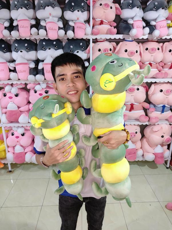 Gấu Bông Sâu Đeo Tai Nghe Headphone - Thú Nhồi Bông - Thú Bông