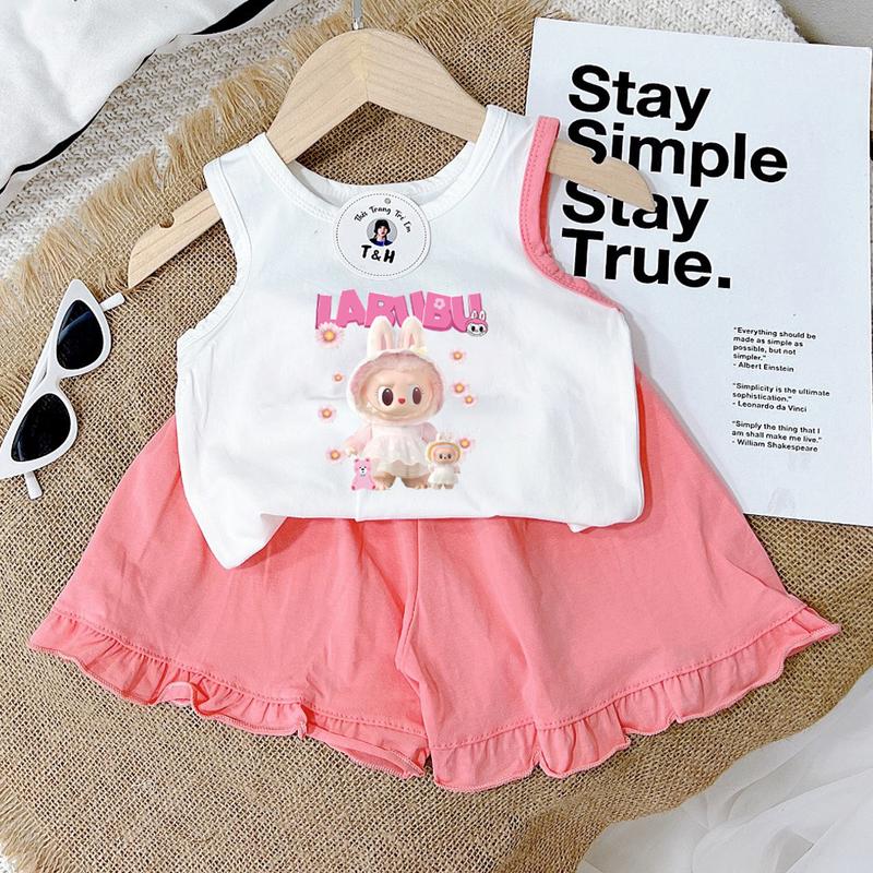 8-40kg Đồ bộ bé gái Sam kids Labubu size áo ba lỗ quần xòe bèo cho bé thun cotton mẻ mùa hè , quần áo bé gái dễ thương, quần áo trẻ em hót