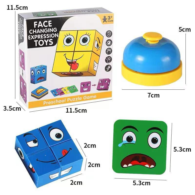 Mainan Face Change Rubik Cube Puzzle + Bell / Mainan Susun Ekspresi Muka / Kubus Wajah New Edukasi Toys Dewasa / Anak Anak-Anak
