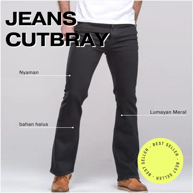 Celana Panjang Jeans Cutbray Pria Dewasa Size 27-32 Denim Stretch Lembut 0
