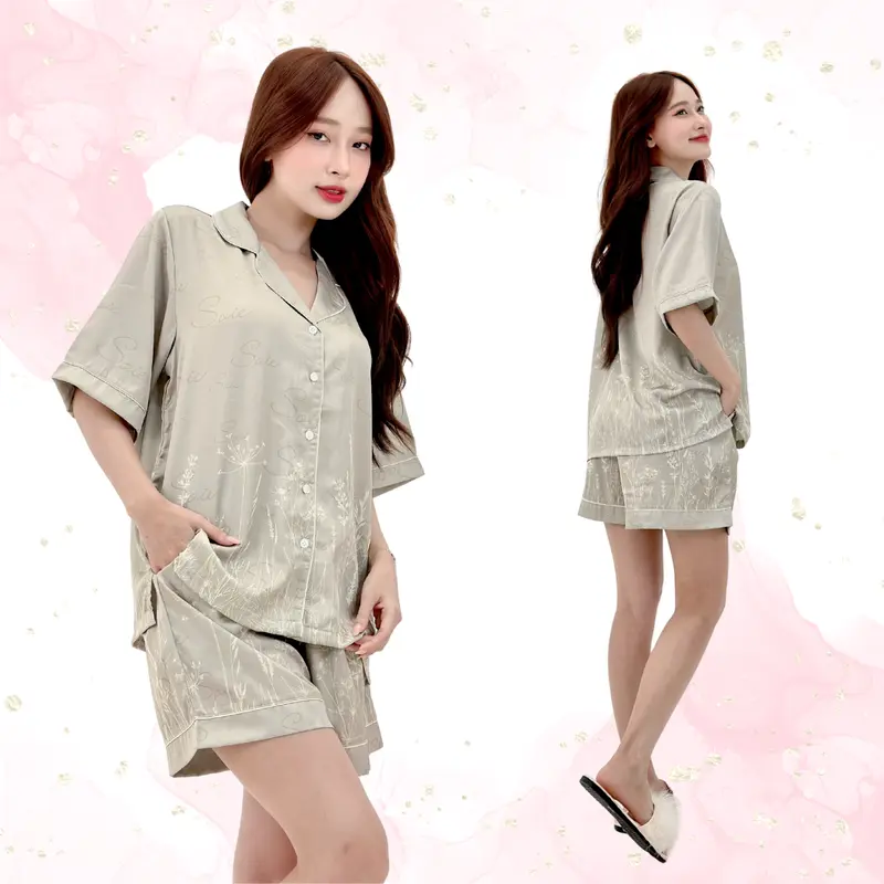 Bộ Đồ Ngủ Pijama Nữ CELIN Áo Form Suông Lụa Ý Cao Cấp 4