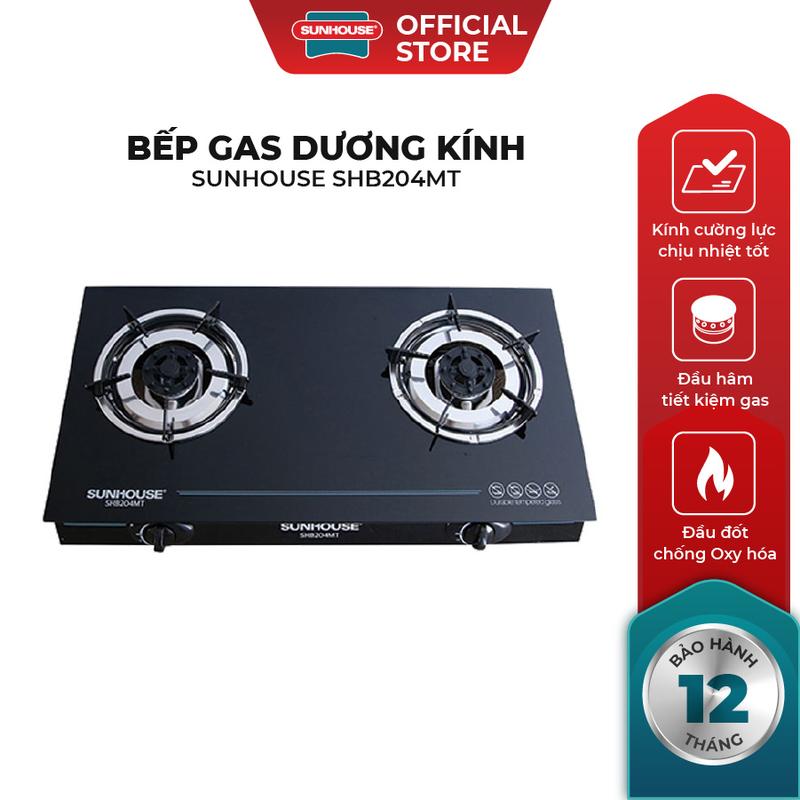 Bếp Gas Dương Kính SUNHOUSE SHB204MT - Tiết kiệm gas mặt kính dễ vệ sinh