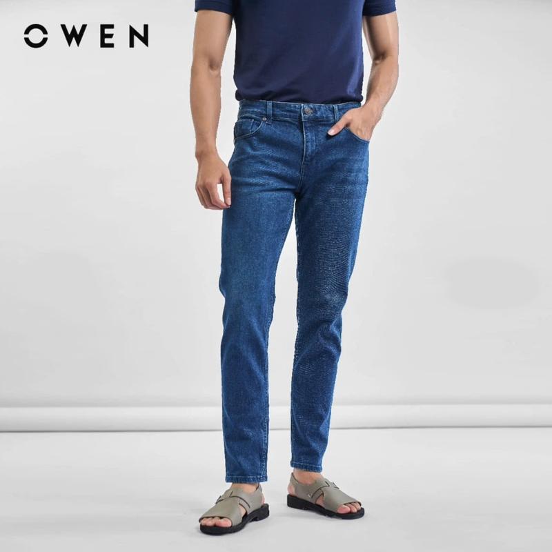 OWEN - Quần jeans nam Owen 230161 màu xanh trơn dáng Slimfit / Quần bò nam Menswear Pants Cotton Có Túi quan jenna
