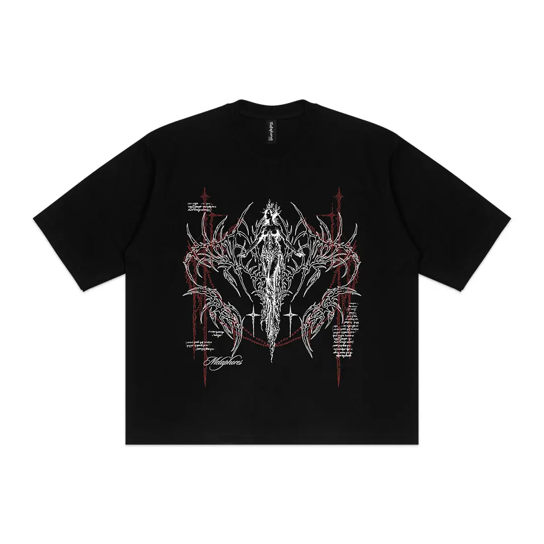 Metaphores Heavyweight Boxy T-shirt 16s Angel - Black