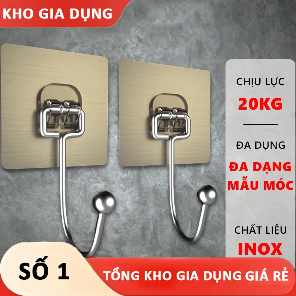 Móc Dán Tường Inox Móc Đơn Treo Dán Tường Nhà Tắm Nhà Bếp Đa Năng Kèm Móc Inox treo đồ tiện lợi - Gia Dụng Giá Rẻ