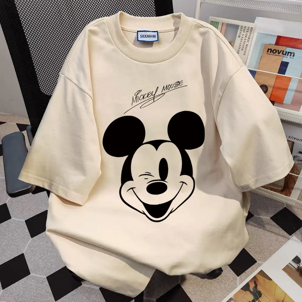 KOIKOO American Street Retro Style Kaos Oversize Wanita Kaos Oblong Wanita baju kaos oversize | Mickey print T-shirt | baju oversize wanita baju atasan wanita terbaru