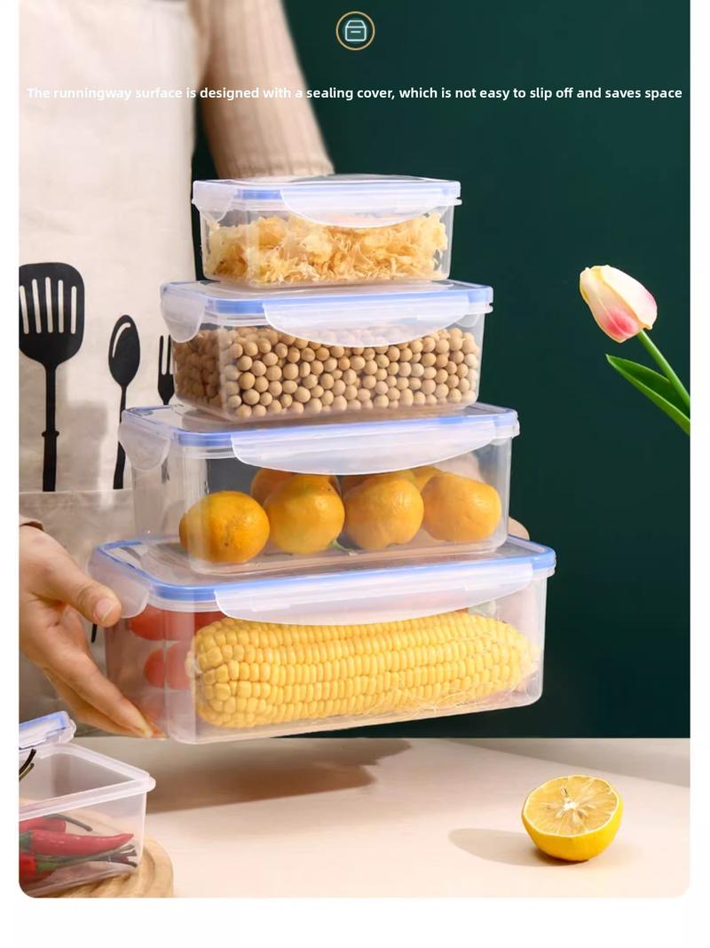 Product Introduction of Kitchen refrigerator rectangular thick fresh-keeping box lid sealed microwave oven heating lunch box vegetable and fruit storage box 10