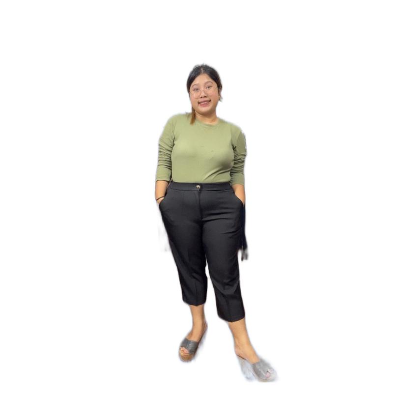 JISO CELANA WANITA POLOS PINGGANG KARET BAHAN KATUN DRILL 8148 8
