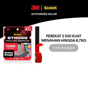 3M Scotch Double Sided-Mounting Tape, Menahan hingga 6.7kg, 1 pc, 19mm x 4m, Untuk pemakian indoor dan outdoor