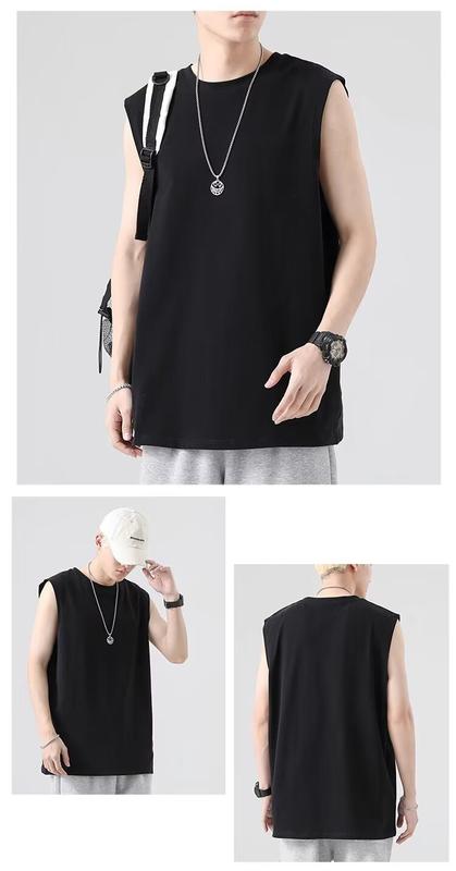 Product Introduction of Summer Solid Color Men's Vest Sleeveless Sports Loose Men's and Women's Same Sleeveless T-shirt 5