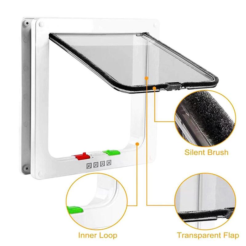 Product Introduction of Trap DoorSmart Pet Door 4 Way Lock Security Flap Sliding Door Controllable Switch Cat Puppy Safety Gate Dog Kitten Flap Door Pet Supplies 21
