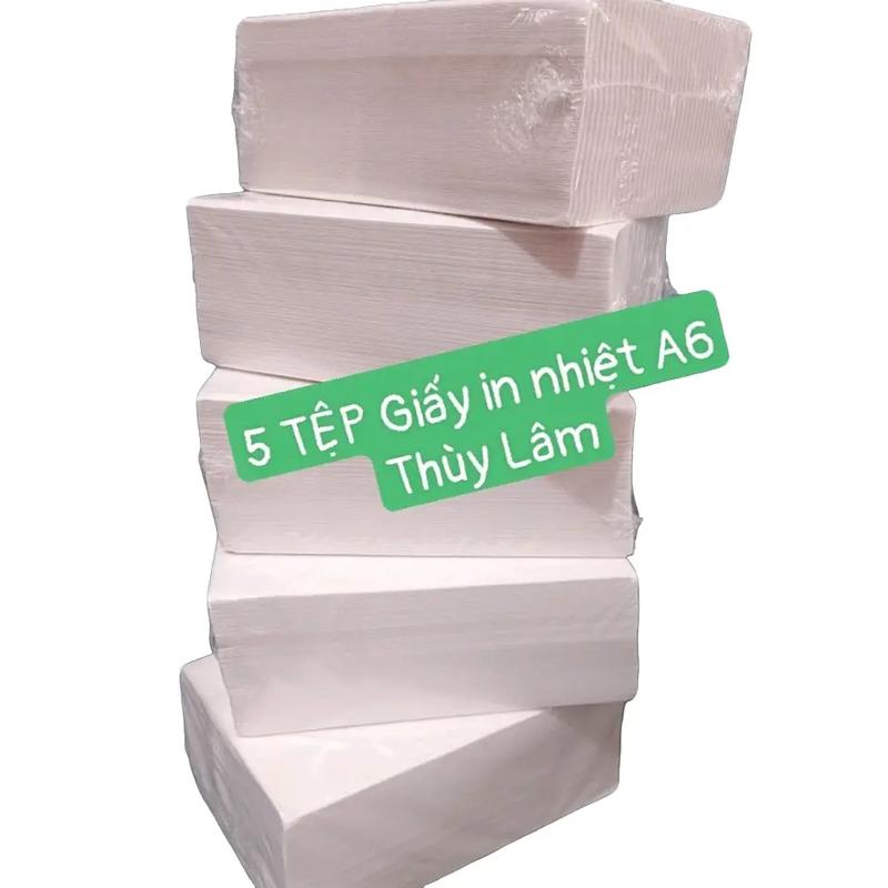 [5 TỆP A6] Giấy in nhiệt A6 khổ 100*150mm, TỆP 500 tem. Giấy in nhiệt A6 THÙY LÂM có keo bóc dán, in vận đơn gửi hàng