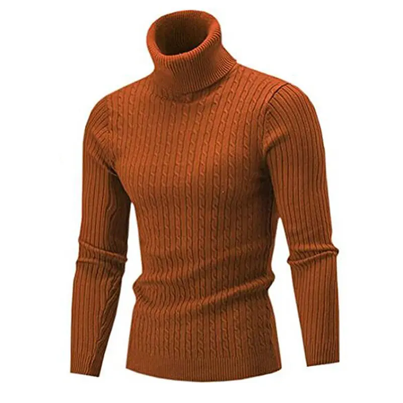Amazon Winter Men's Sweater Slim Fit Lapel High Collar Pullover Bottoming Shirt Twisted Flower Long Sleeve Thermal Sweater