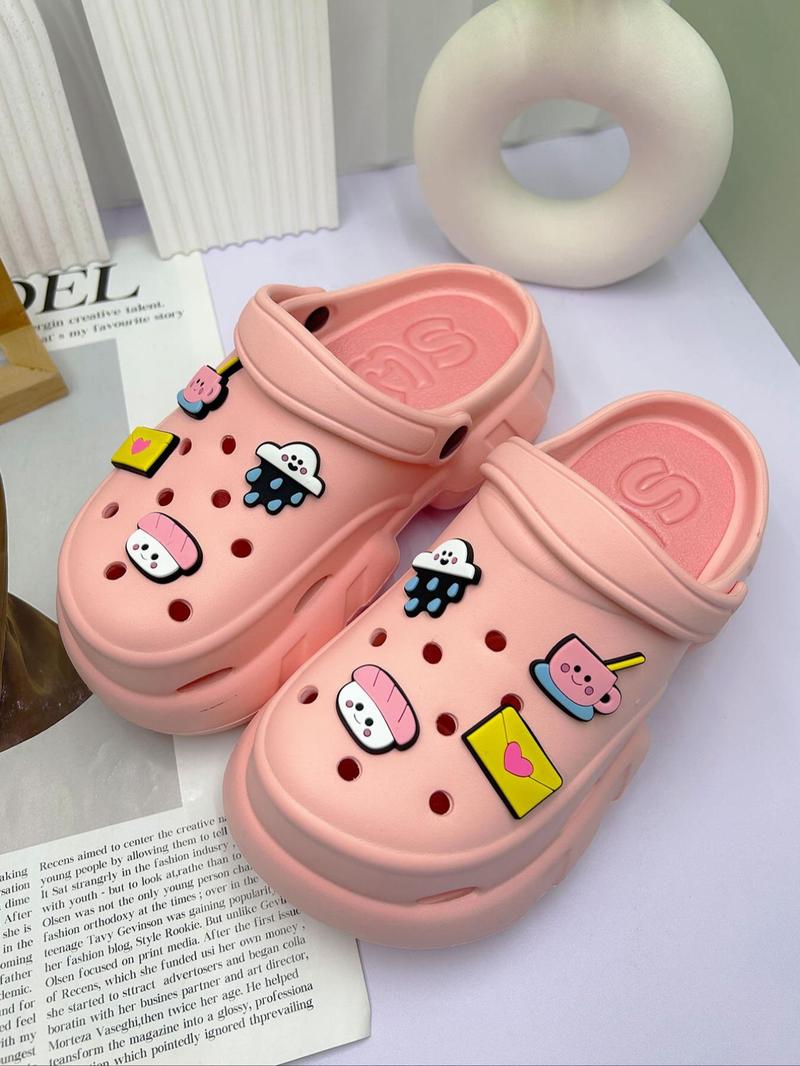 Product Introduction of Women's Cute Cartoon Charm Decorated Clogs, Casual Soft Comfortable Home Slippers, Non-slip Slippers for Indoor & Outdoor Wear, Walking Shoes 2