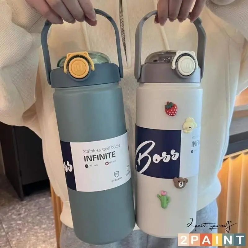 Bình giữ nhiệt BOSS - Ly, Cốc giữ nhiệt Có ống hút 1200ml Chất liệu inox Có quai xách, ( Tặng Sticker )