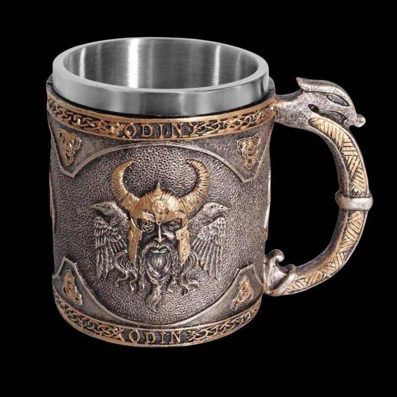 Product Introduction of Vintage Odin Pattern Coffee Mug, 1 Count Stainless Steel Double Wall Insulated Mug with Handle, Drinking Cup for Home Office Use 16