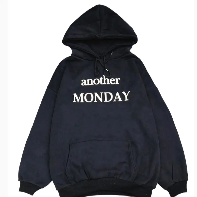 Áo hoodie nỉ tàu chữ Monday form thụng nam nữ tới 72kg Top Thun hoodie 5
