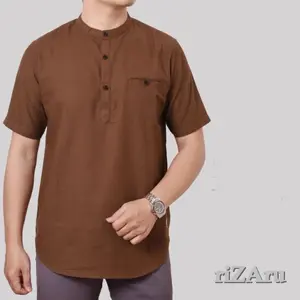 Koko kurta tangan pendek bahan baby canvas by riZAru baju pria