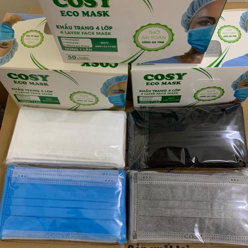 Khẩu trang y tế 4 lớp Cosy kháng khuẩn, thoáng khí, chống bụi bẩn ô nhiễm- hộp 50 cái 0