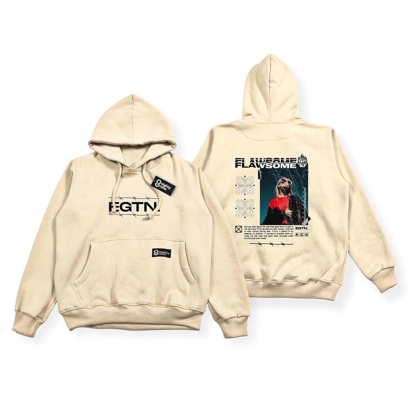 HOODIE PREMIUM EIGHTY NINE WARNA CREAM BE ALIVE MOTIF SIMPEL AESTHETIC 2